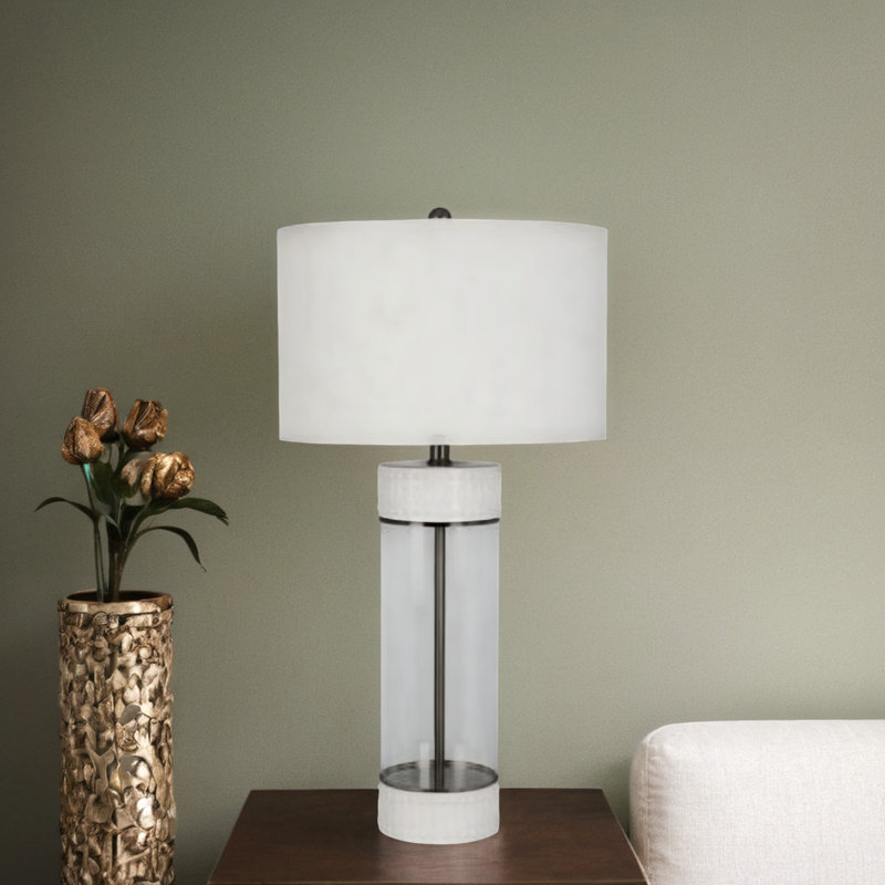 Lampe de table en verre et céramique