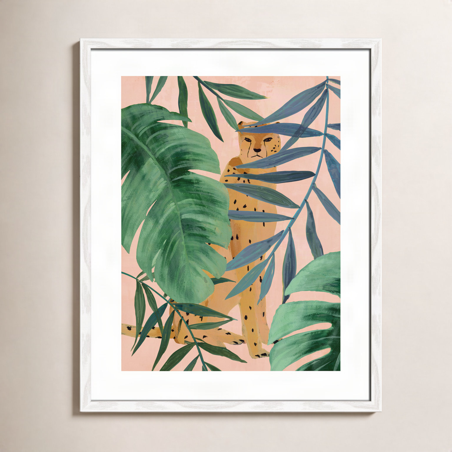 Allie "Silent Jungle" Painting by Isabelle Z, 25.5" H x 21.5" W x 0.75" D, White Wood Framed Paper