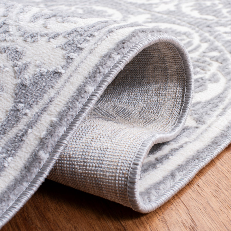 Adelaida Ikat Gray/Ivory Area Rug, Rectangle 4'5" x 6'5"
