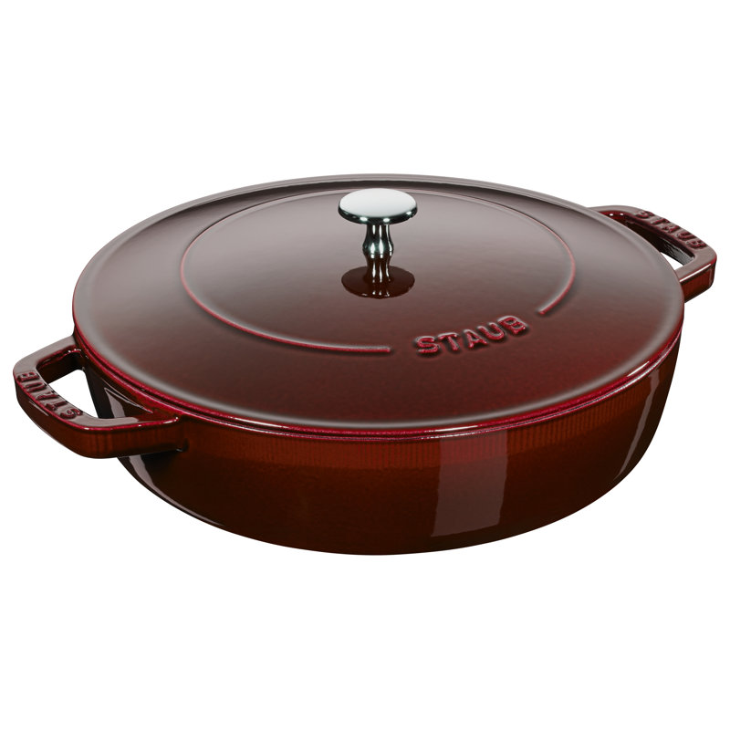 STAUB Cast Iron Round Casserole Dish, Grenadine, 28cm