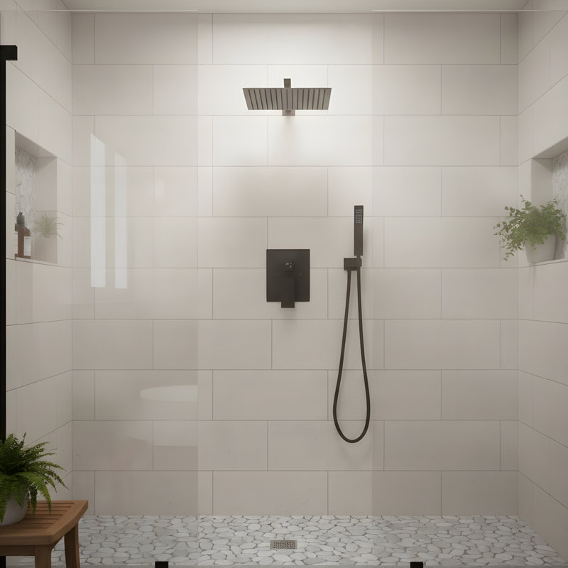 Douche de pluie 12 po, Noir mat
