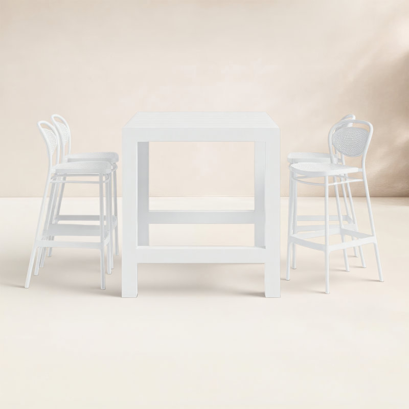 Farrah 4 - Person 39'' Long Bar Height Dining Set, White