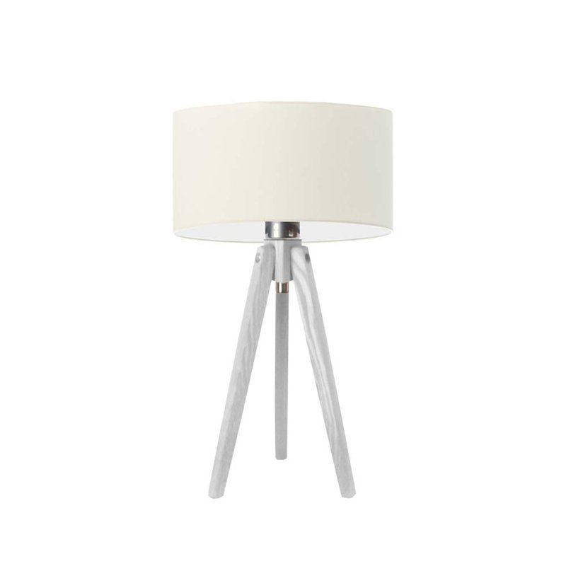 Balinas Solid Wood Tripod Lamp, White, Irovy