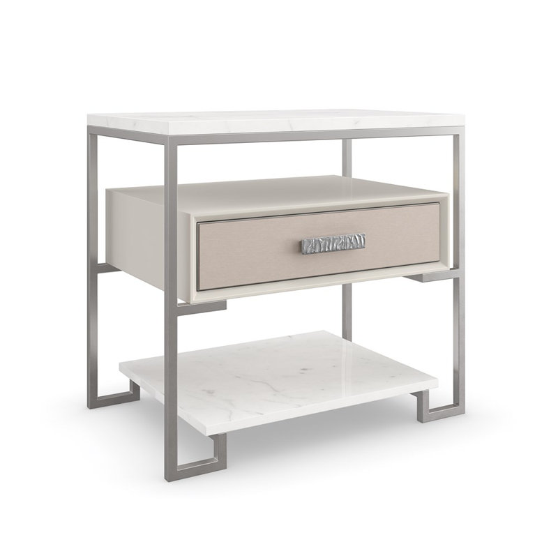 Marbleous 28'' W Metal Nightstand