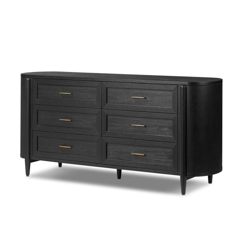 Tolle 6 Drawer Dresser-Drifted Matte Black Veneer