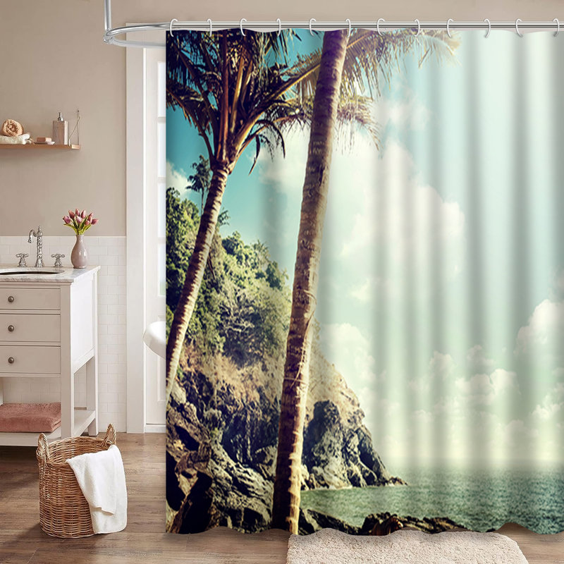 Rideau de douche rétro avec 12 crochets, 72" L x 84" W