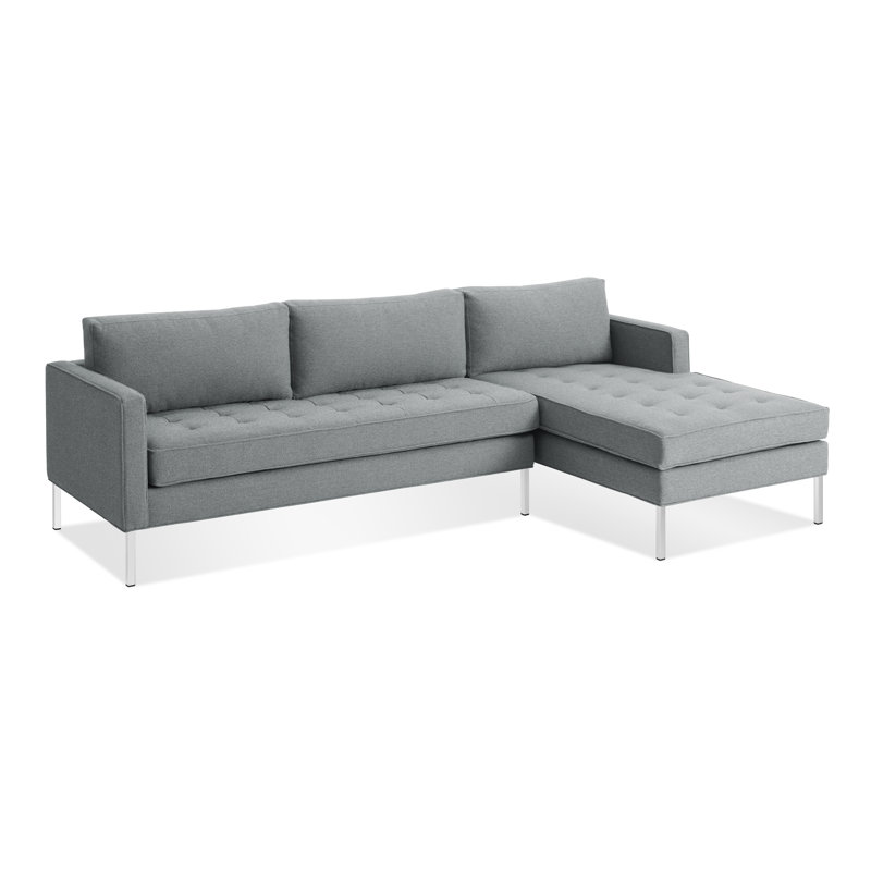 Paramount Chaise Sectional, Stainless Steel, Sanford Ceramic Crossweave, Right Hand Facing