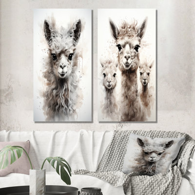 Grey Alpaca Wool Grace II - Alpaca Metal Prints Set Of 2