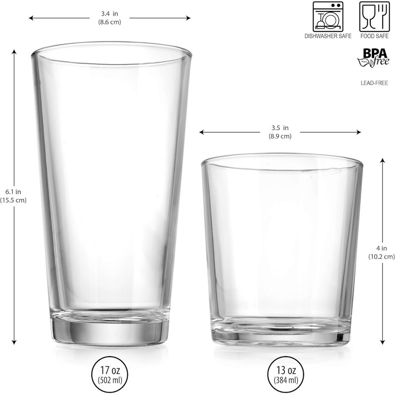 16 Piece Alanya Plain Glass Set