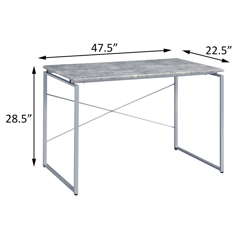 Bureau d'écriture avec base en métal, Gris/argent