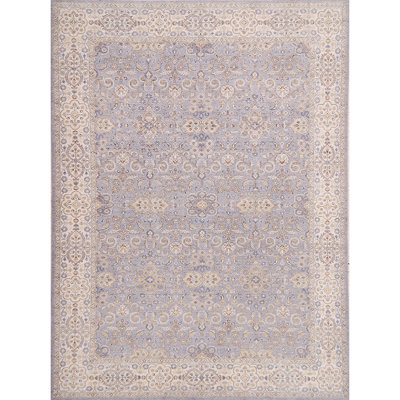 Tapis mauve / beige noué à la main de haute qualité