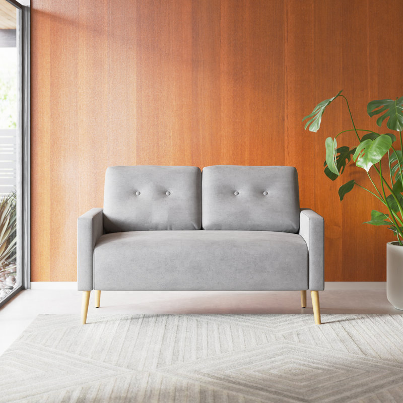 Koehler 56.3'' Upholstered Loveseat, Gray Cotton Blend