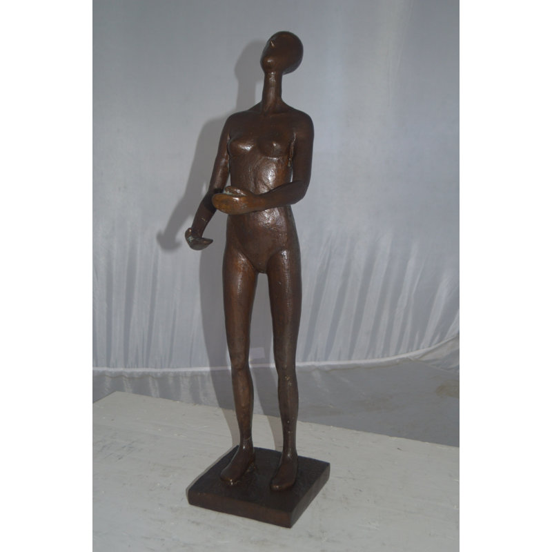 Abstract Of Nude Girl Standing Bronze Statue -  Size: 6"L X 6"W X 24"H.
