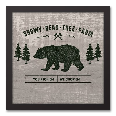 Snowy Bear Tree Farm' Framed Textual Art on Canvas -  Loon Peak®, LOPK6940 43171254