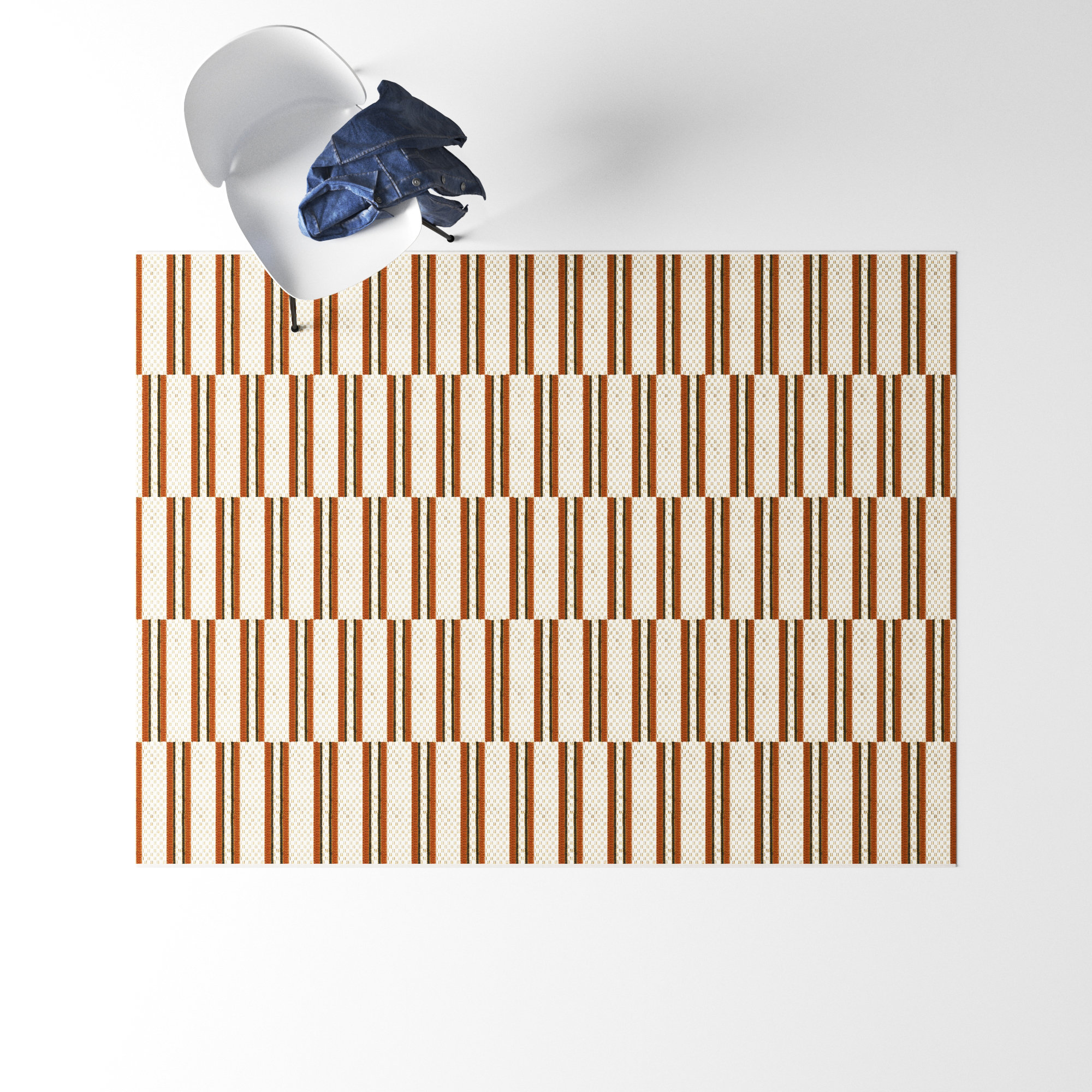 Carlos Orange Indoor/Outdoor Rug, Rectangle 5'3" x 7'