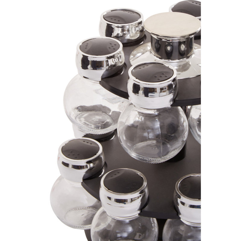 Freestanding Wood Spice Jar & Rack Set