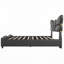 Upholstered PU Leather Bed Frame, with Butterfly Shaped Headboard and Footboard-594578978-594578979