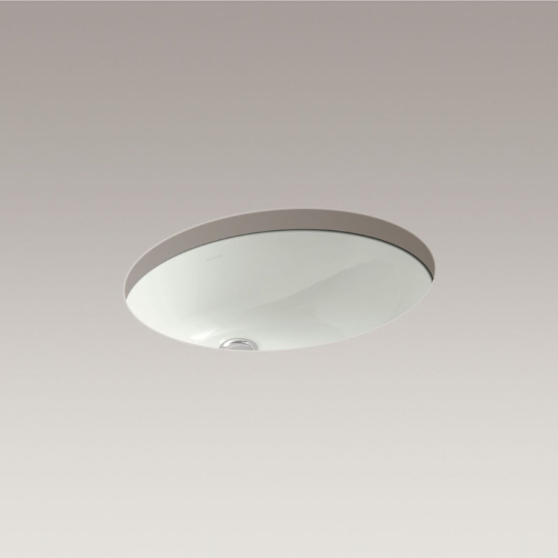 Caxton Vitreous China Oval Undermount Bathroom Sink and Glazed Underside, Dune