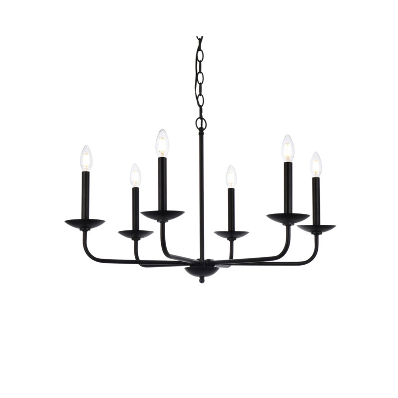 Baltray 6-Light Dimmable Steel Chandelier, Black, 18.5" H x 30" W x 30" D