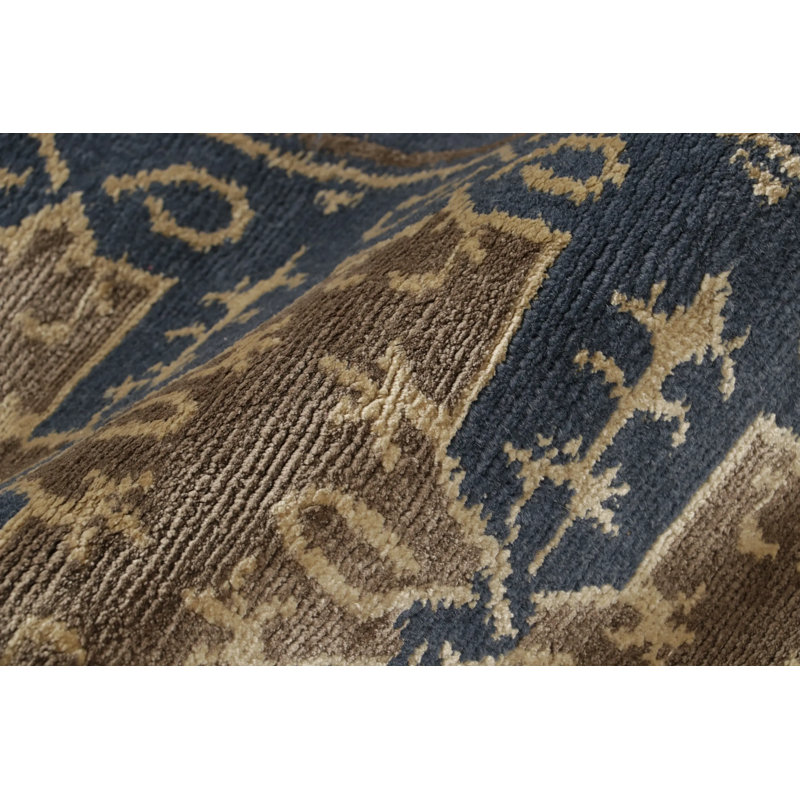 Rug & Kilim’S European Style Dragon Rug In Blue With Bronze Pictorials