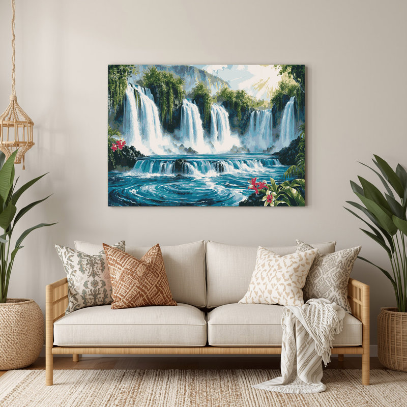 «Hawaiian Waterfalls», art mural en métal vert, H 11 po x l 14 po