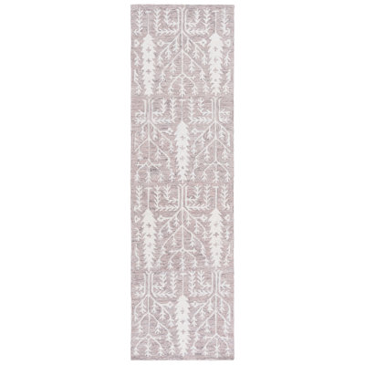 Tapis en laine / coton touffeté à la main Jardin 852 - mauve / ivoire