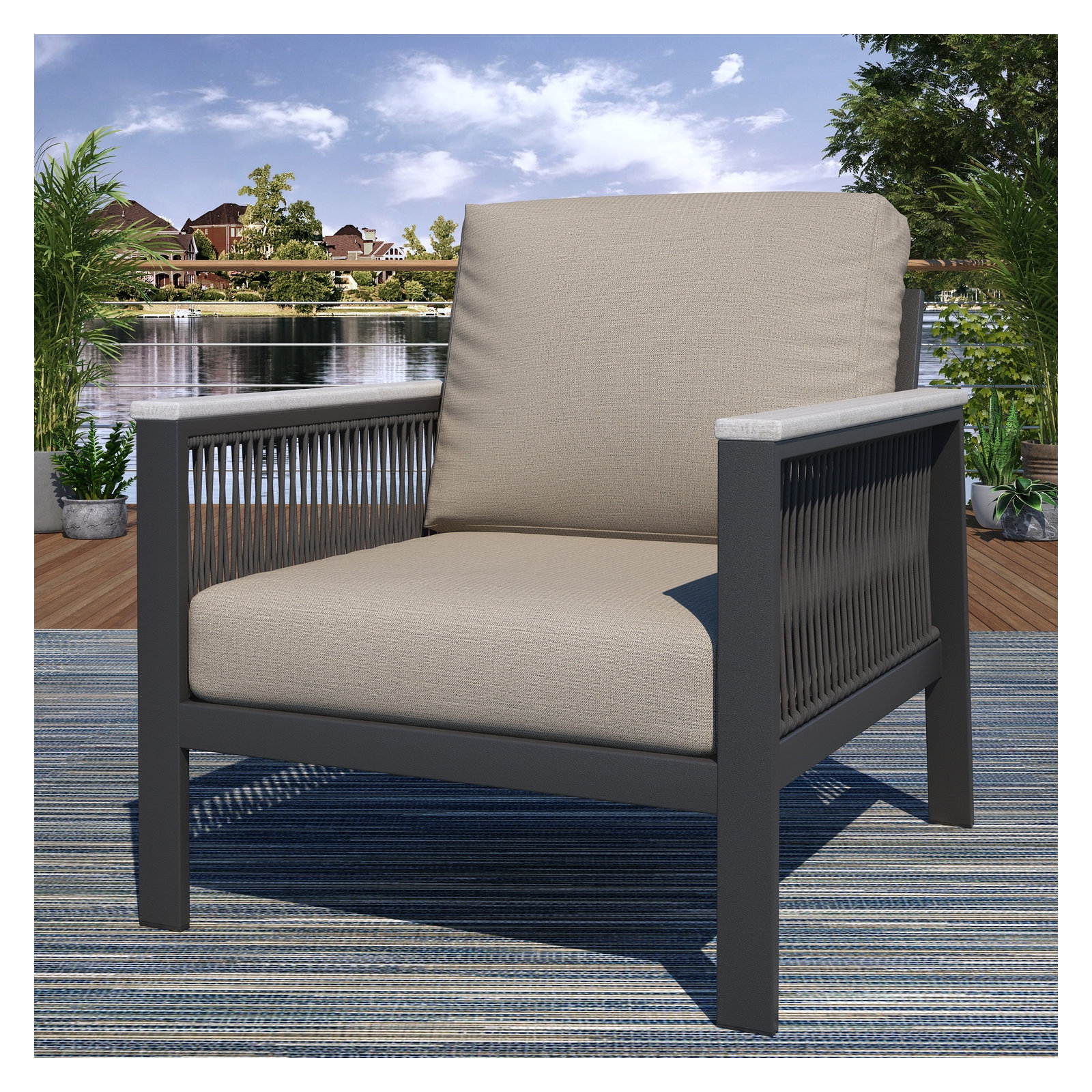 Townsend Patio Chair with Sunbrella® Cushions, Cast Silver Sunbrella®