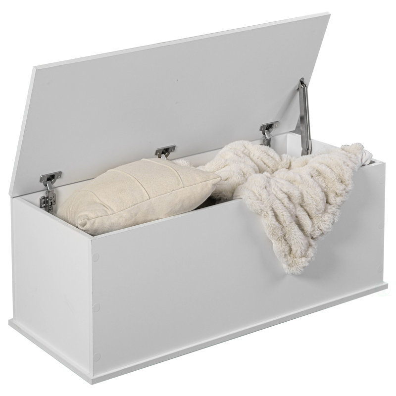 Ebern Designs White Wooden Storage Box & Bench