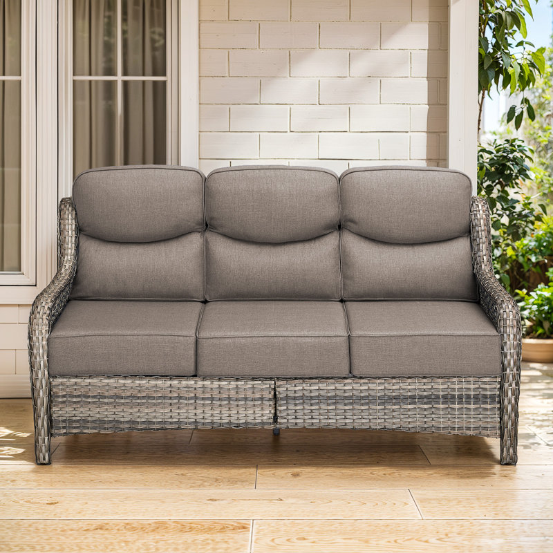 Abbey 72'' 3-Seat Outdoor Durable Sofa With 6-Inch Ultra-Plush Cushions & Water-Resistant Olefin Fabric