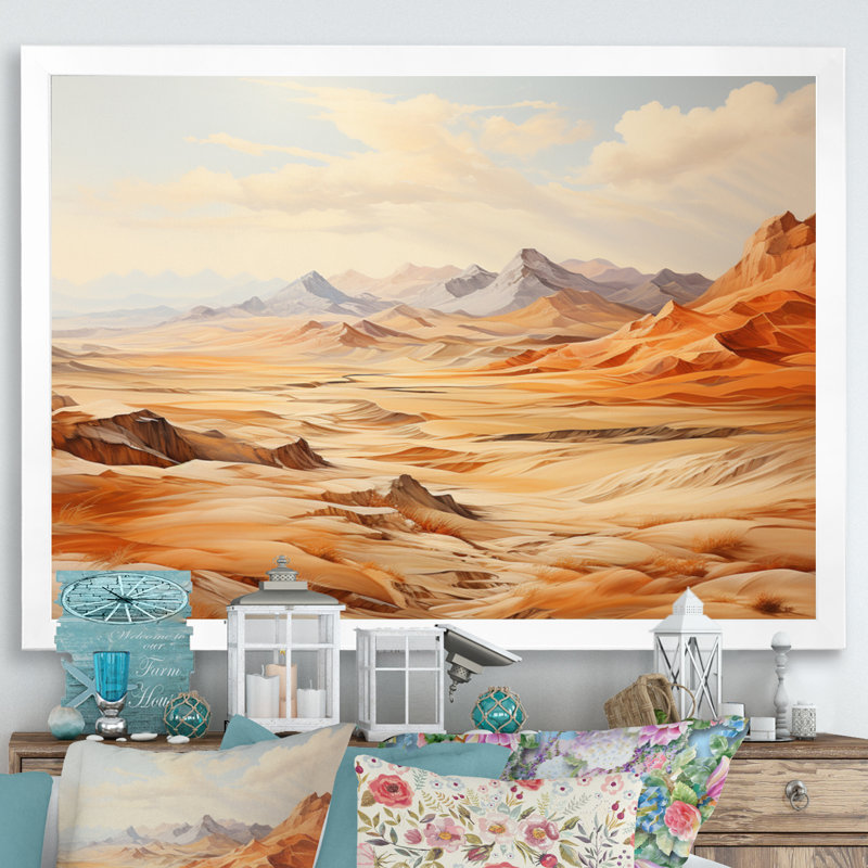 Égypte, désert antique des Sables II - reproduction sur toile, H 34 po x l 44 po x P 1,5 po, Cadre simple blanc