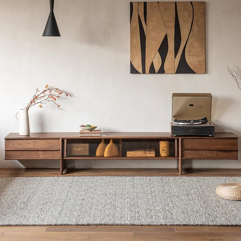 Meuble télé en bois de noyer noir, H 15,74 po x L 94,48 po x l 15,74 po