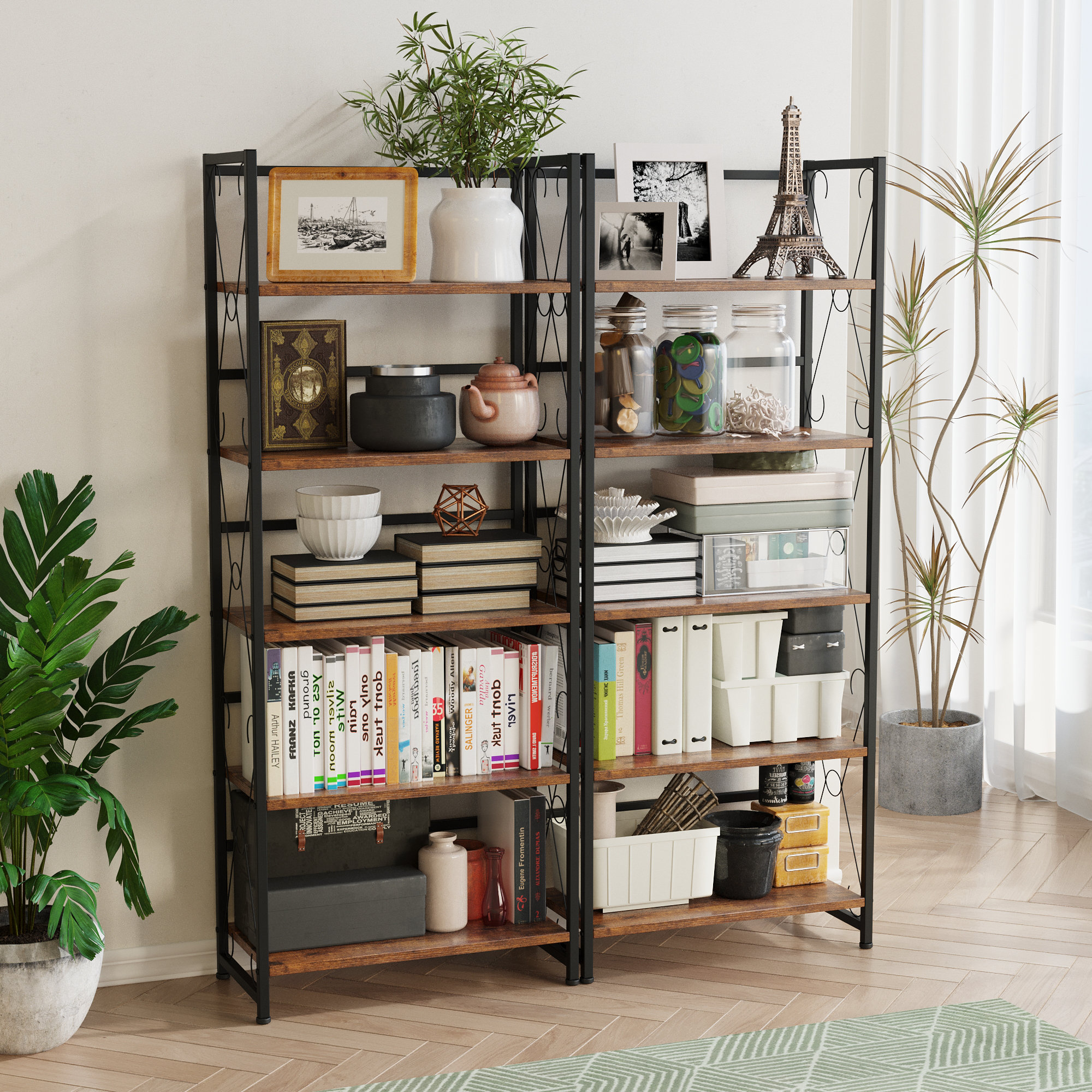 Namiko Bookshelves and Bookcases Floor Standing 6 Tier Display Storage Shelves 71in Tall Bookcase Home Decor Ebern Designs Color: White