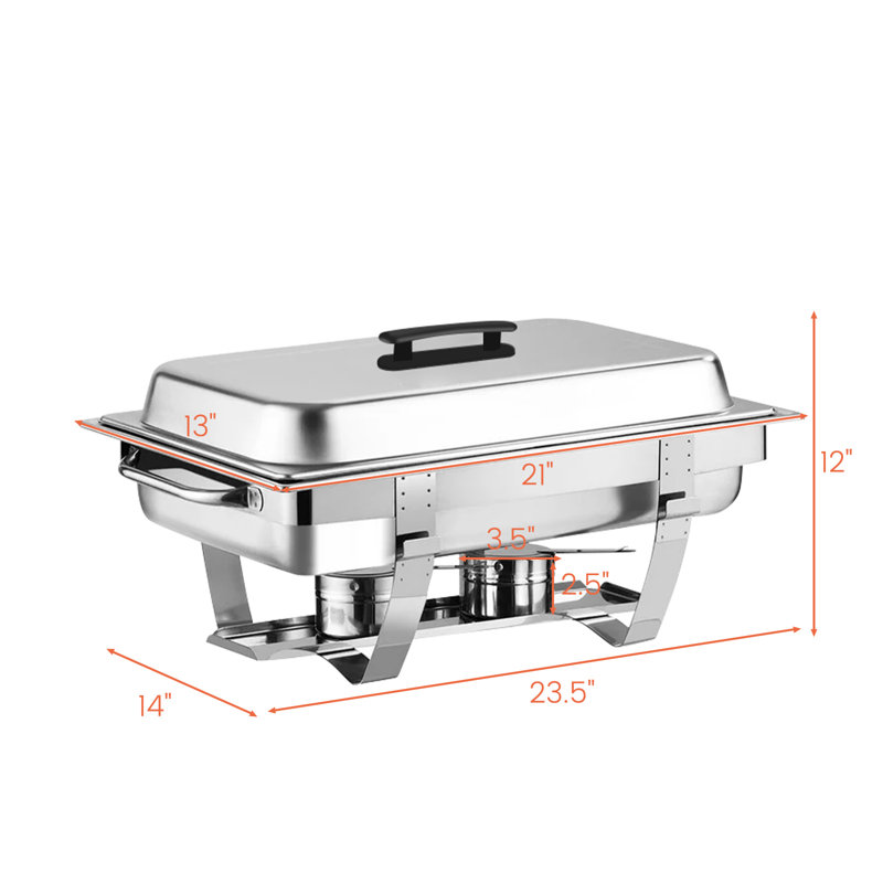 Prep & Savour 2pk 8 Qt Rectangular Stainless Steel Chafing Dish
