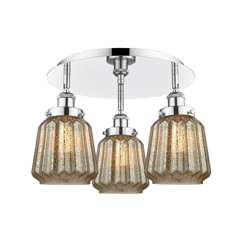 Bayron Glass Flush Mount, Mercury, Polished Chrome