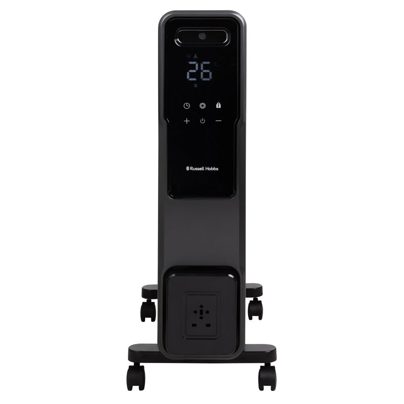 Russell Hobbs Rhofr2500-m-d 2.5kw 11 Fin Digitial Oil Filled Radiator W/ M-shaped Fins In Graphite