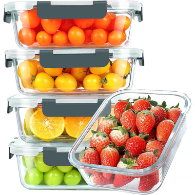 30 Oz 5 Pack Glass Meal Prep Containers Glass Storage Containers With Lids Dishwahser Microwave Oven And Freezer Safe
