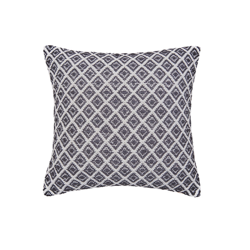 Bianca Geometric Woven Square Throw Pillow, Black