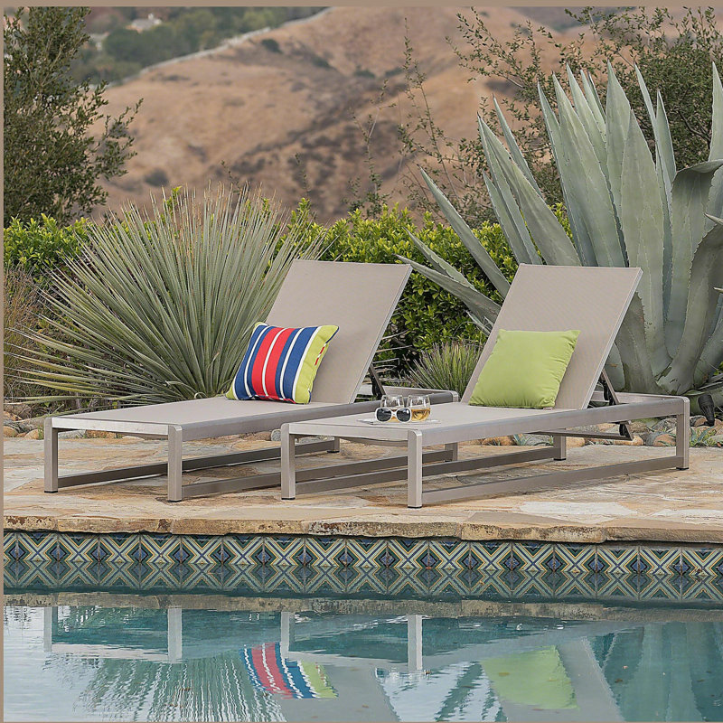 Chaise longue Modesta, ensemble de 2, Gris