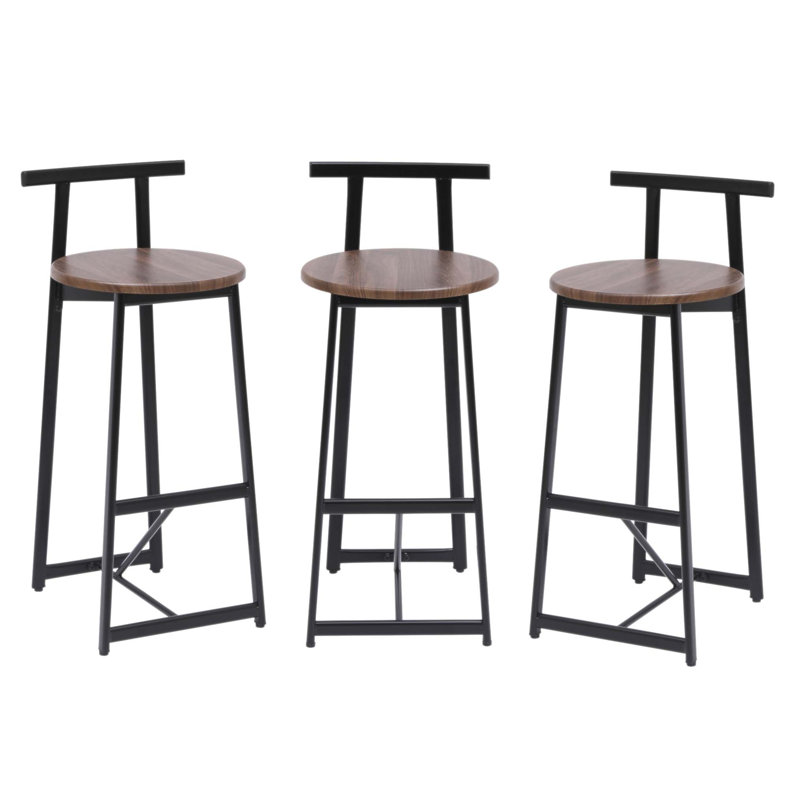 Ensemble de 3 tabourets de bar à hauteur de comptoir avec dossier ergonomique et repose-pieds, idéal pour un îlot de cuisine et un décor moderne