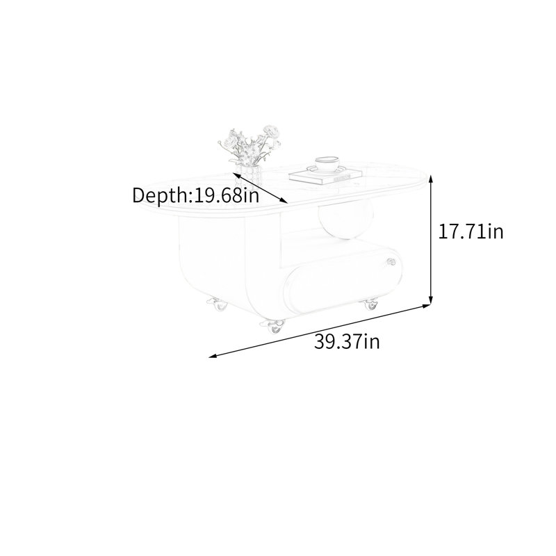 Table basse avec roulettes Luxury, Blanc / Gris, Blanc/Noir