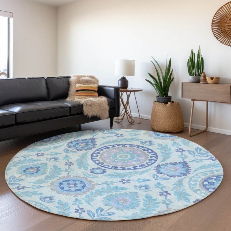 Mahaney Floral Indoor / Outdoor Rug, Round 8'