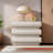 Modern Minimalist Cream Leather Bedside Table with Storage Drawers for Bedroom - Italian Style Design