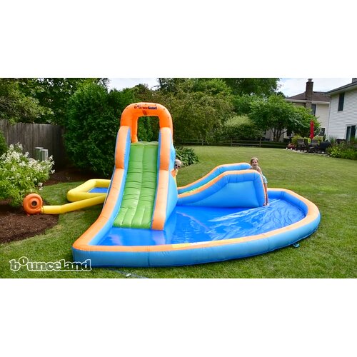 Bounceland Cascade 16.5' x 16.5' Inflatable Water Slide with Air Blower ...