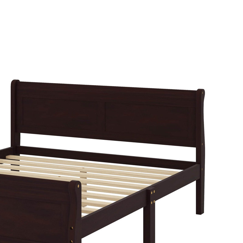Grand lit plateforme en bois avec tête de lit, Grand lit, Espresso