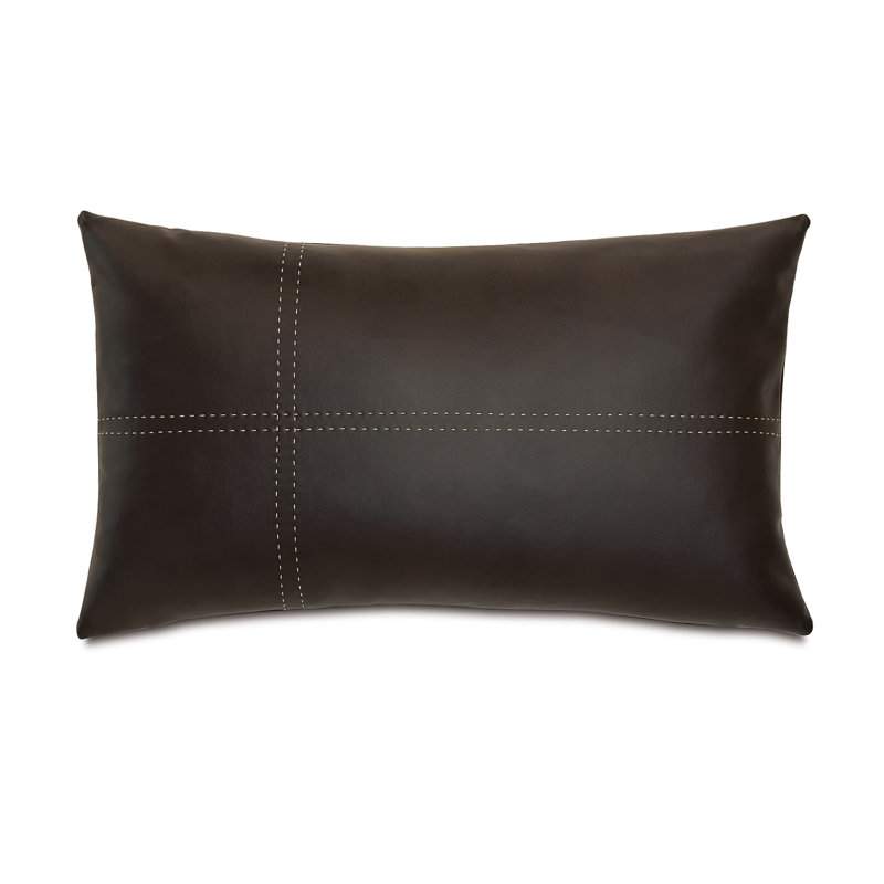 Housse et insert de coussin en similicuir Chalet, Hoffman Walnut, Faux duvet
