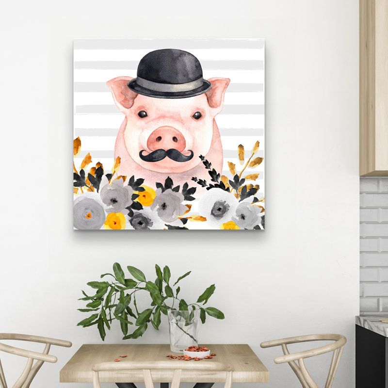Small detective pig - 32"x32" art on canvas