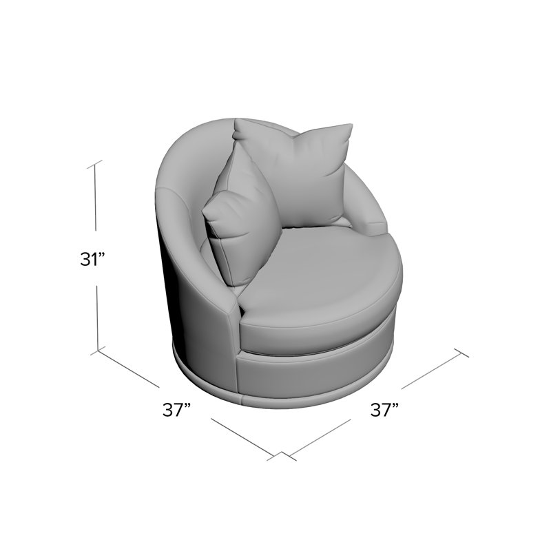 Fauteuil demi-tonneau pivotant 36,5 W Alanna, Tissu performance gris marbré
