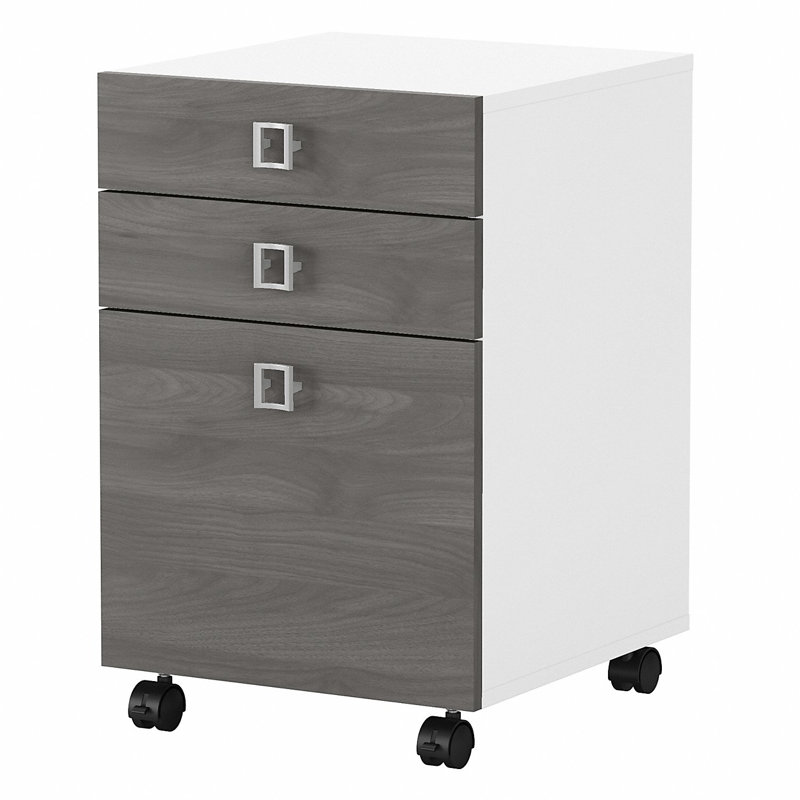Classeur mobile à 3 tiroirs Echo, Blanc pur / gris moderne