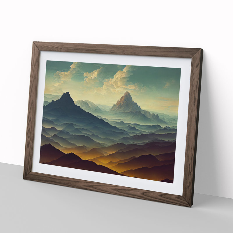 Spirited Mountain Landscape - Framed Print, Walnut Framed, 46cm H x 64cm W x 2cm D