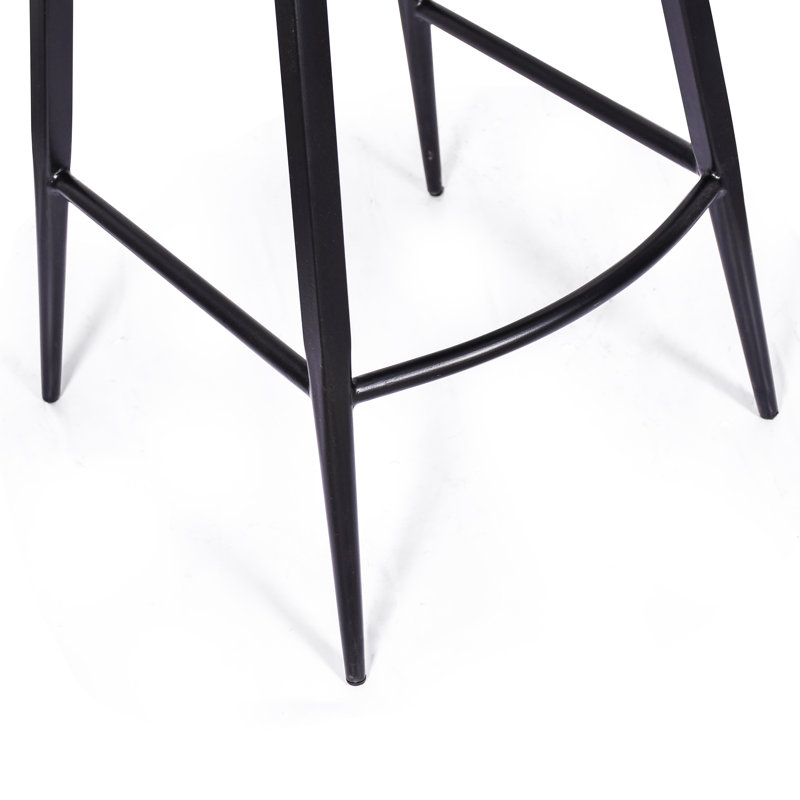 Upholstered Counter Stool with Metal Frame, Brown 